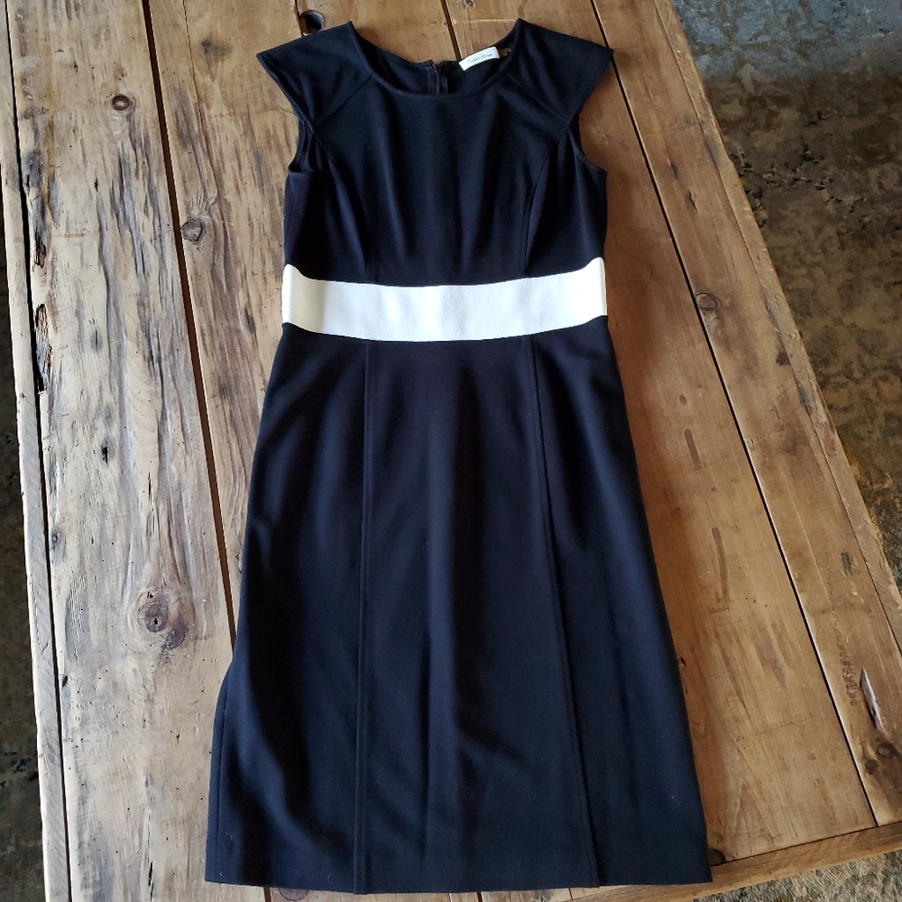 Calvin Klein Women's Cap Sleeve Black Mid Dress Size 6